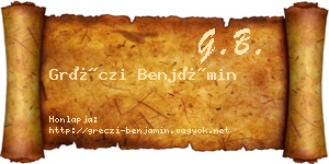 Gréczi Benjámin névjegykártya